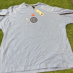 New York City Football Club Soccer Jersey T-shirt Men's XXL Blue Adidas Patch